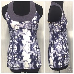 Lululemon TIEDYE BLUE WHITE Scoop Neck Racerback